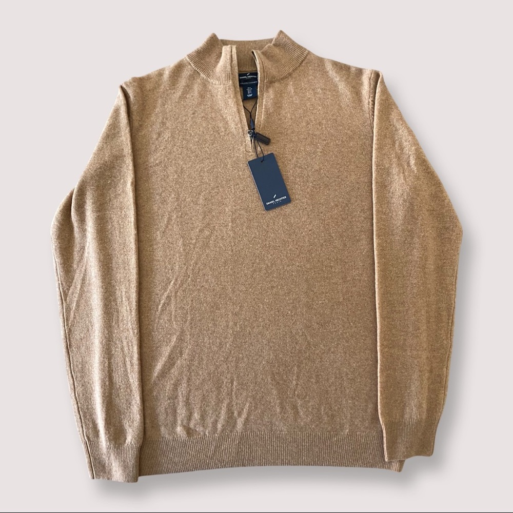 Daniel Hechter 100% 2-Ply Cashmere 1/4 Zip Sweater Pullover Mens